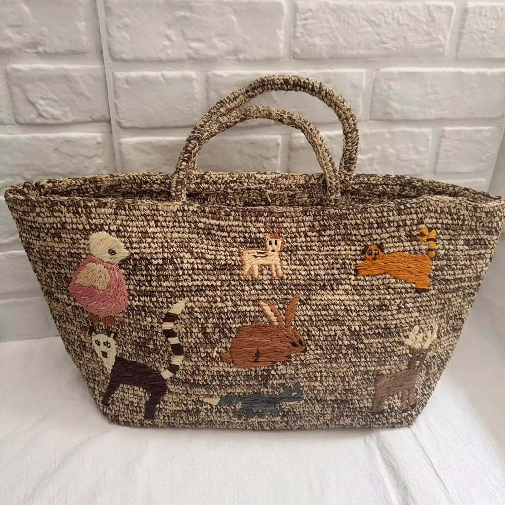 Handmade Raffia Tote Bag with Embroidery Ladies Luxury Shoulder Bag Crochet Woven Bags Straw Bags Women Handbags
