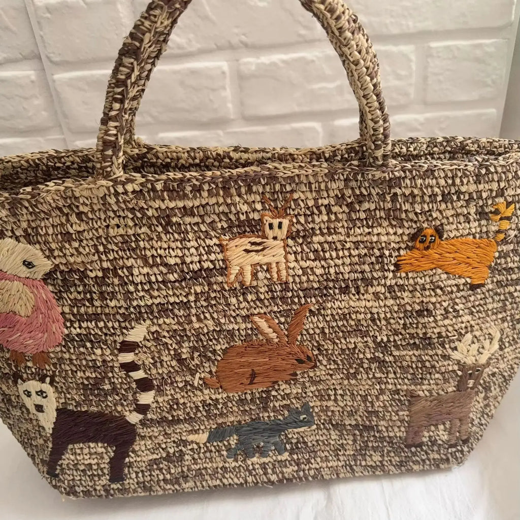 Handmade Raffia Tote Bag with Embroidery Ladies Luxury Shoulder Bag Crochet Woven Bags Straw Bags Women Handbags