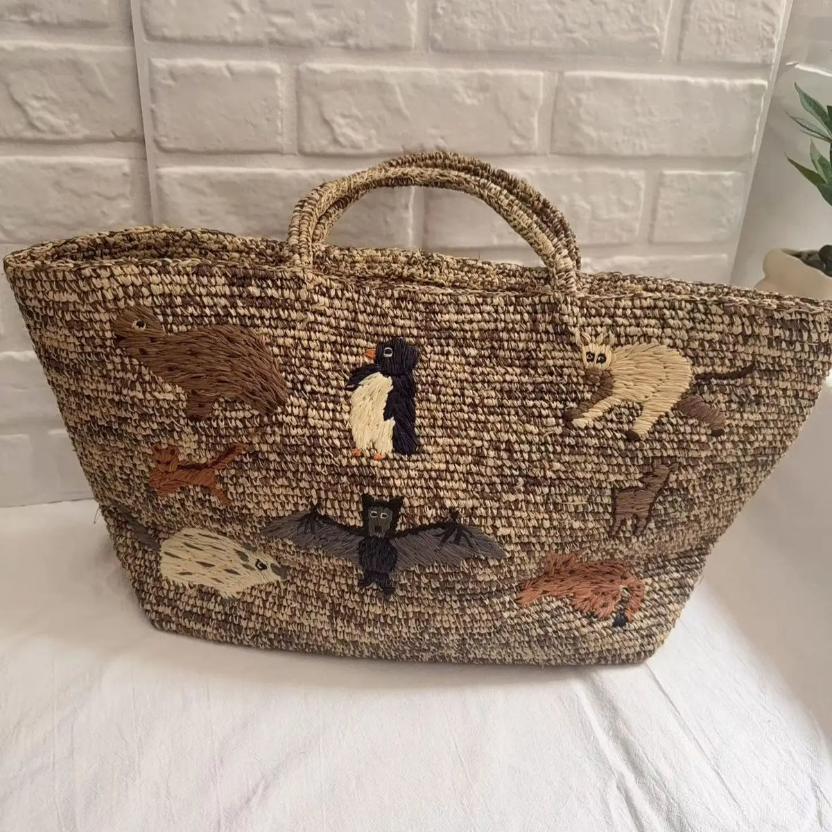 Handmade Raffia Tote Bag with Embroidery Ladies Luxury Shoulder Bag Crochet Woven Bags Straw Bags Women Handbags