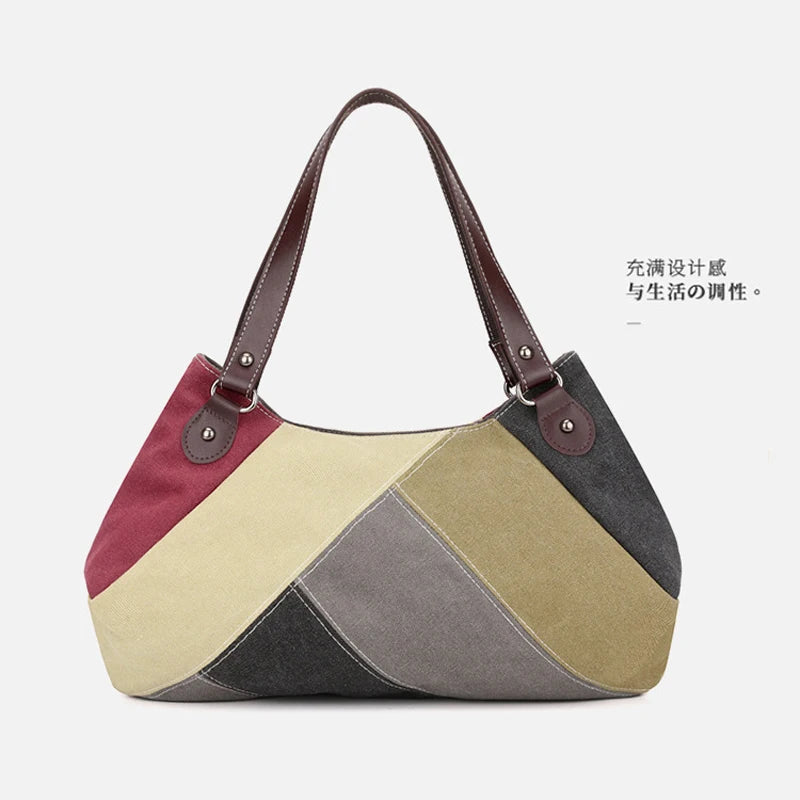 2026 New Canvas Women Handbag Top Handle Tote Bag Large Capacity Solid Color Shoulder Purse For Office Commute Daily Shopping Tr